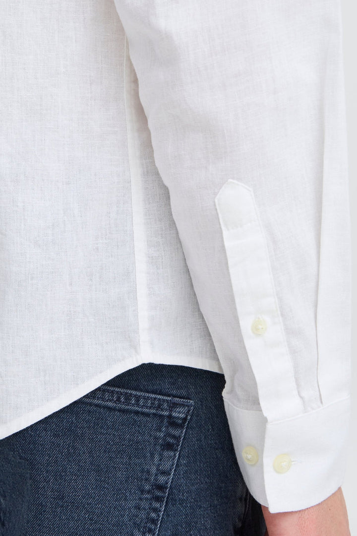CFANTON BD LS LINEN MIX SHIRT "SNOW WHITE"