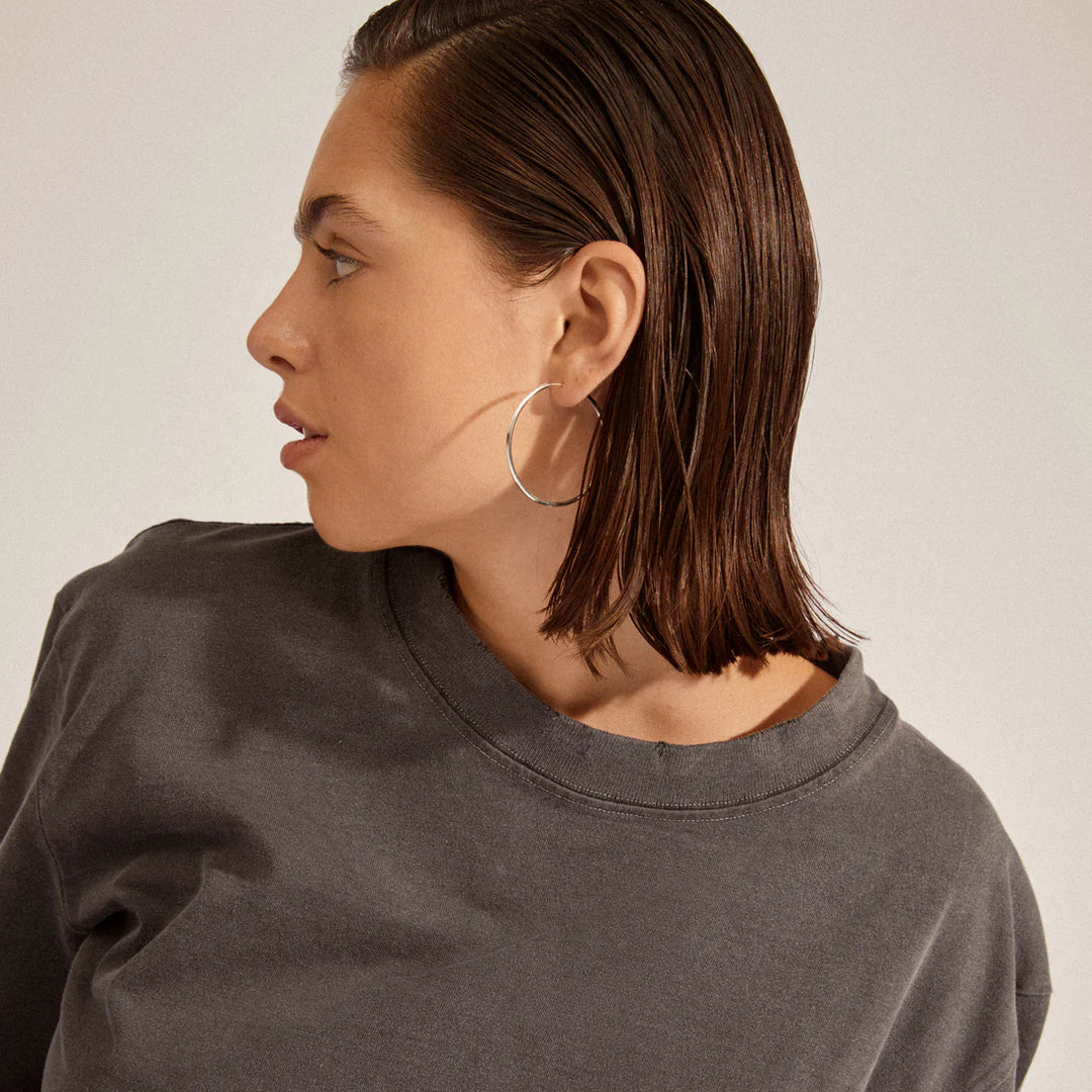 APRIL Recycled Medium-Size Hoop Earrings "Silver"