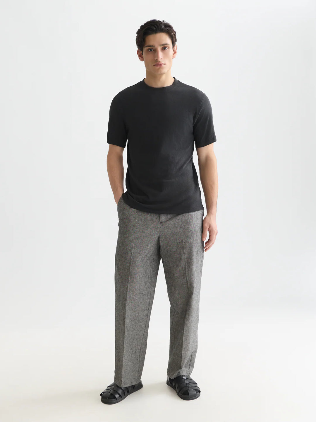 3 CROSSES COTTON-LINEN T-SHIRT "METEORITE"