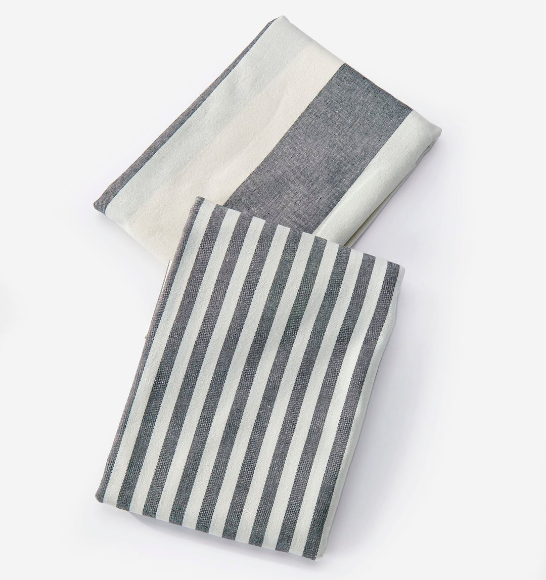 GREY STRIPED TABLECLOTH - 2 ASSORTED 70x70x0.5
