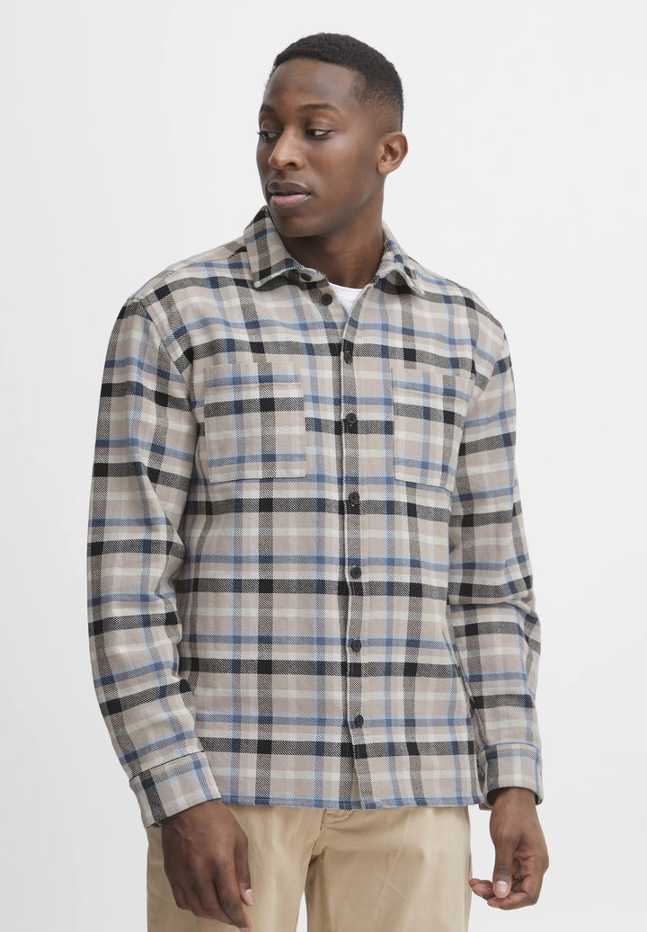 Casual Friday August Checked Overshirt - Bijou Blue