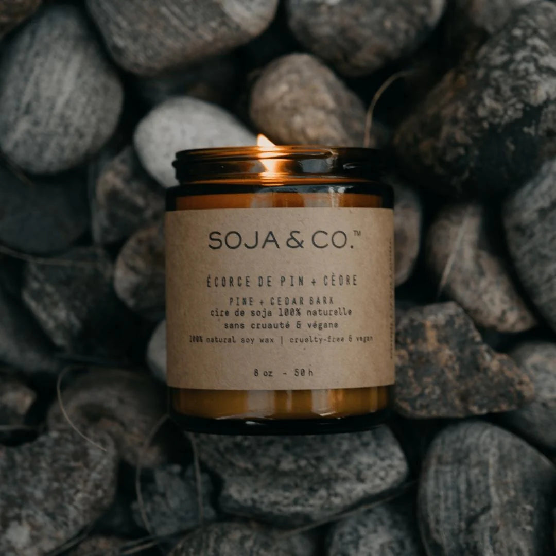 SOY WAX CANDLE - PINE + CEDAR BARK 40Z