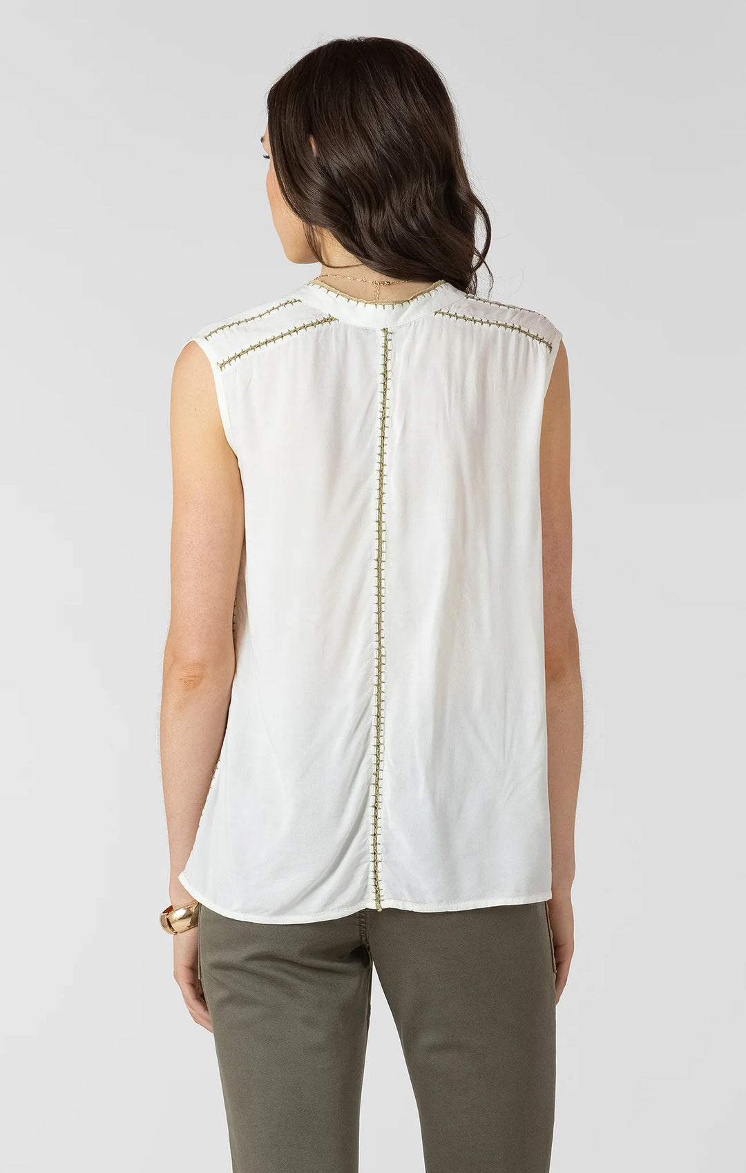 BEADED CONTRAST TRIM BLOUSE "PISTACHIO"