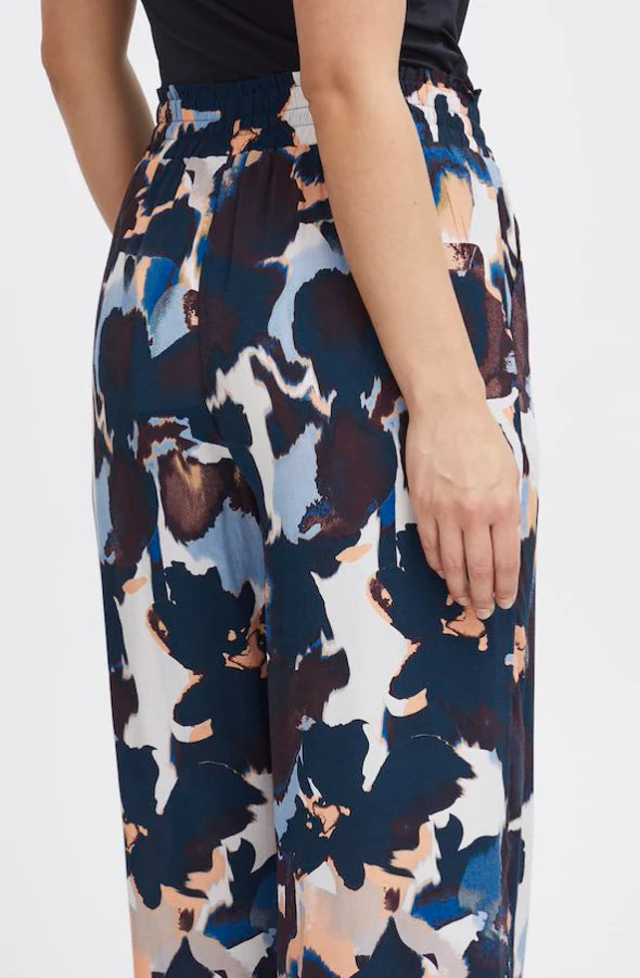 FRTAYA PRINTED WIDE LEG TROUSERS "BEAUCOUP BLUE"