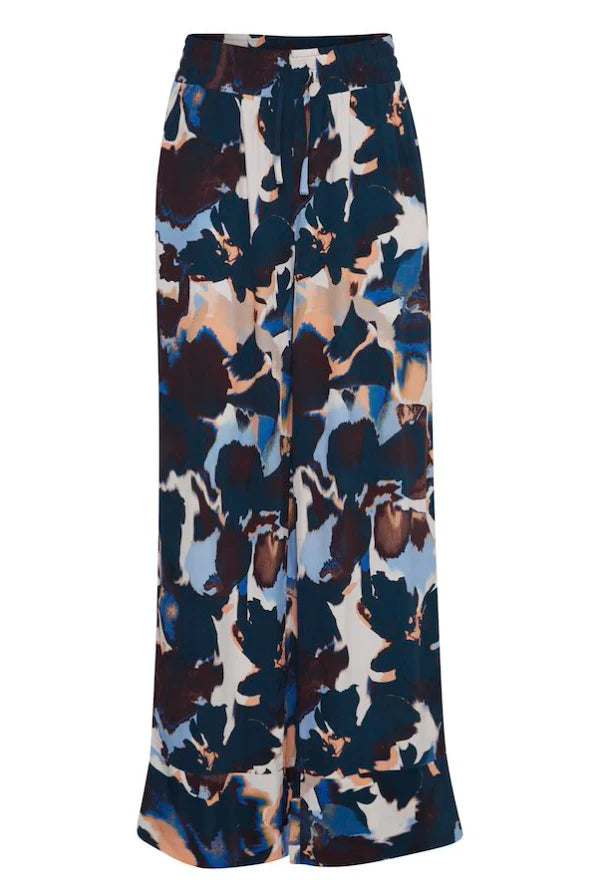 FRTAYA PRINTED WIDE LEG TROUSERS "BEAUCOUP BLUE"