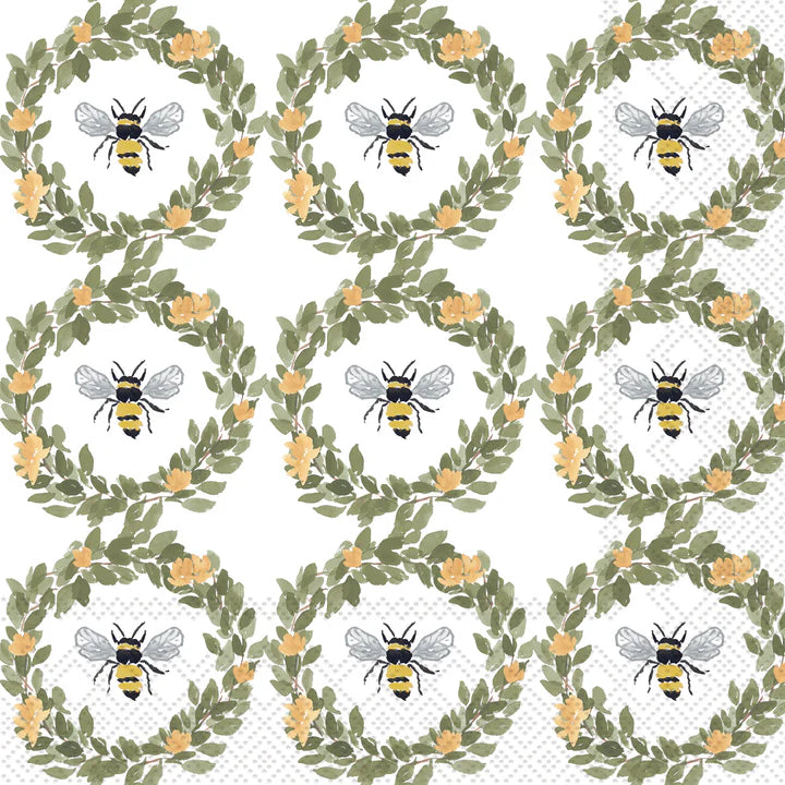BEE WREATH PATTERN COCKTAIL NAPKIN