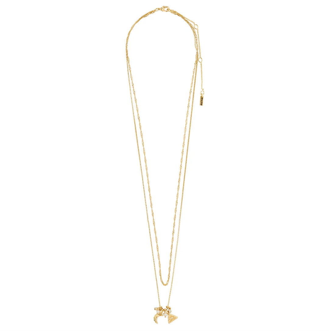 BETWEEN RECYCLED TINY PENDANTS NECKLACE 2-IN-1 "GOLD-PLATED"