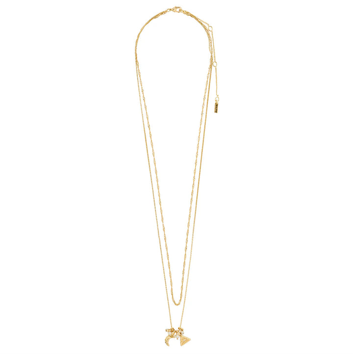 BETWEEN RECYCLED TINY PENDANTS NECKLACE 2-IN-1 "GOLD-PLATED"