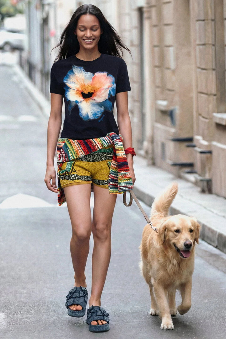 BIG FLOWER T-SHIRT "BLUE"