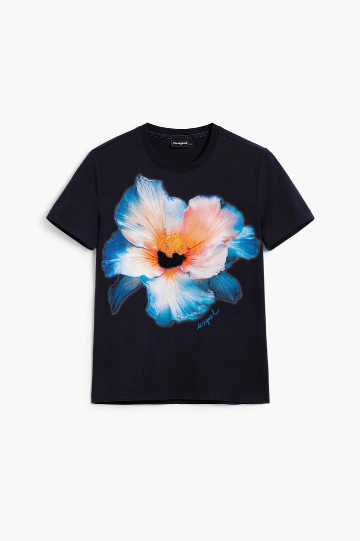BIG FLOWER T-SHIRT "BLUE"