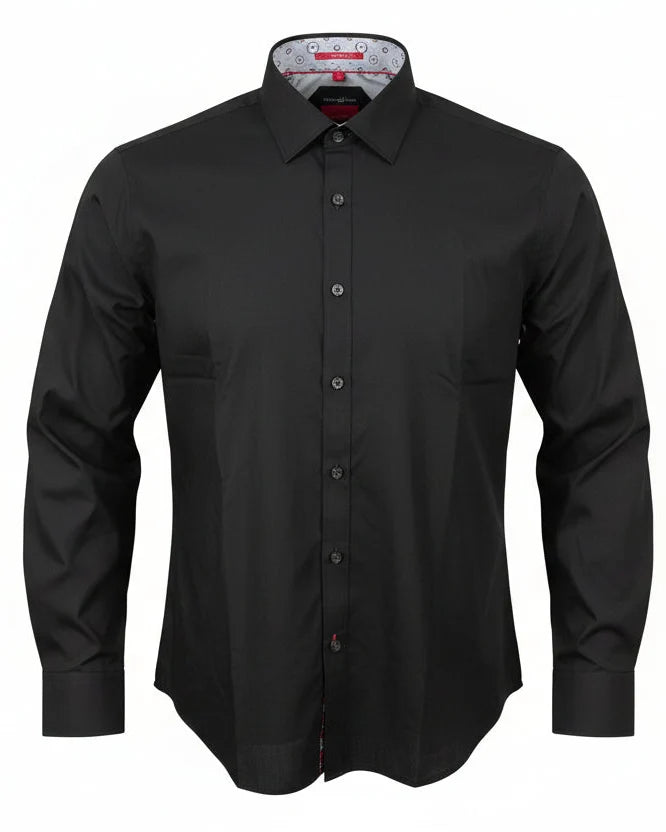 EASY CARE SOLID COLOUR LS SHIRT "BLACK"