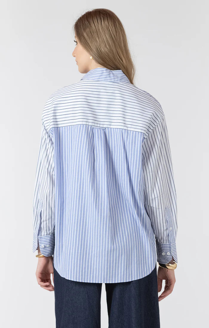 BUTTON FRONT SHIRT "COLOR BLOCK STRIPE"