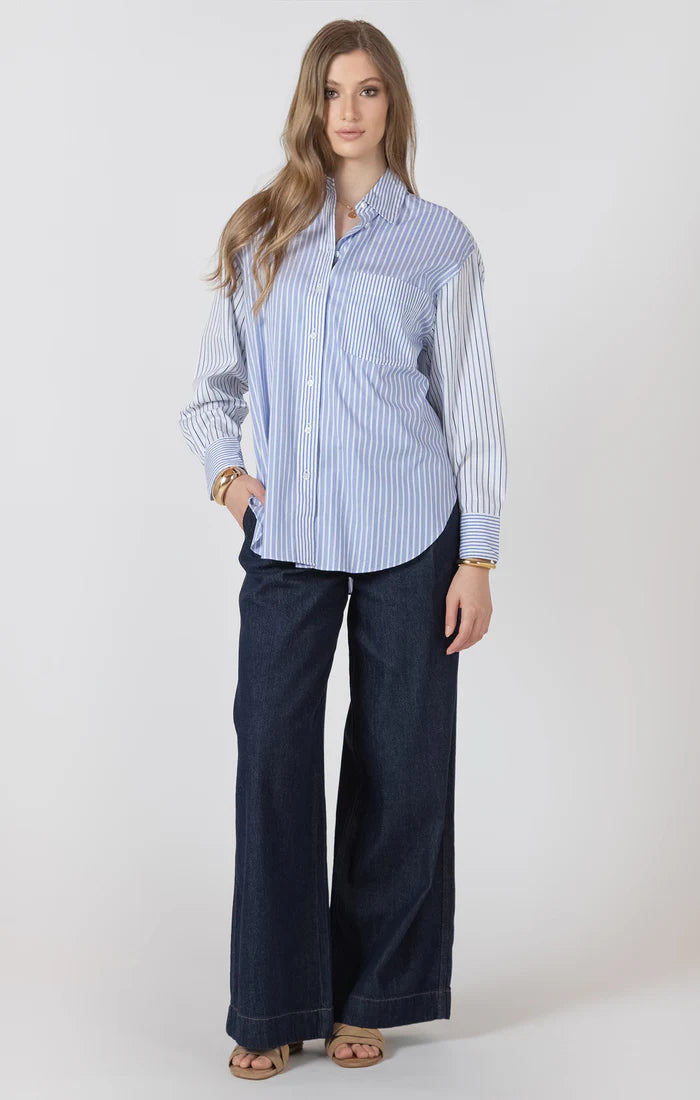 BUTTON FRONT SHIRT "COLOR BLOCK STRIPE"