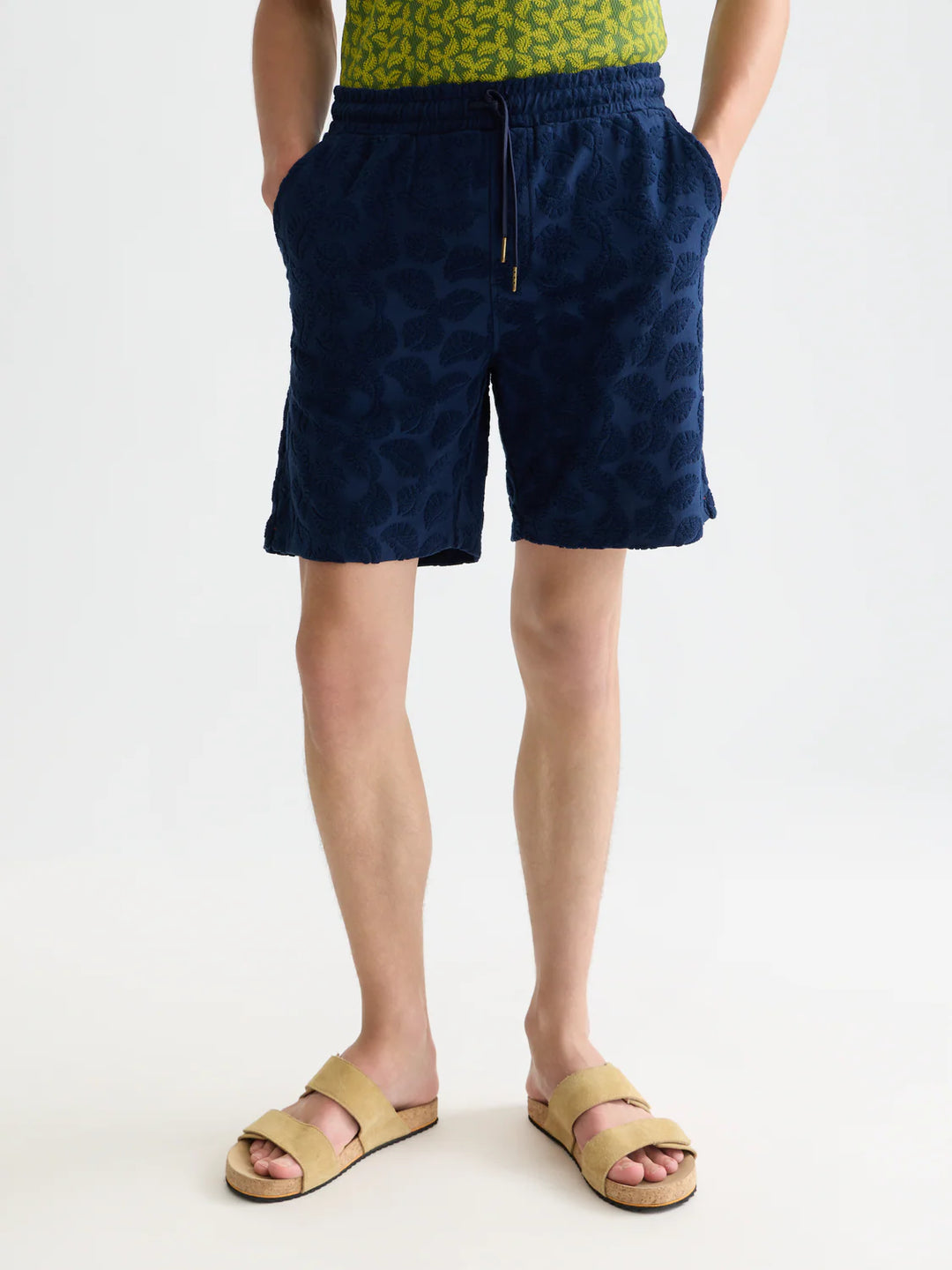 FAVE TERRY JACQUARD RELAXED BERMUDA SHORTS "PAGEANT BLUE"