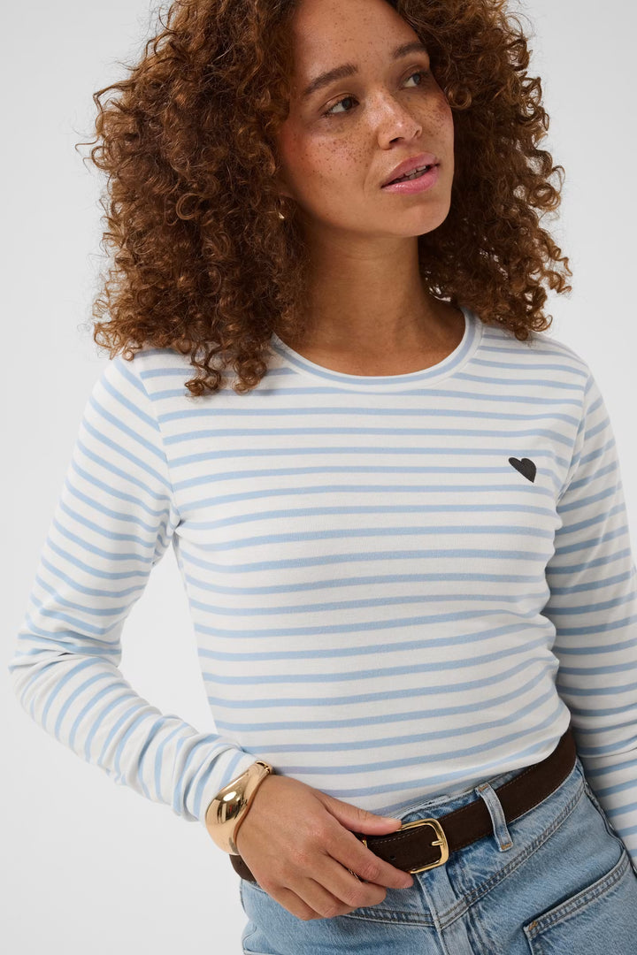 LIDDY T-SHIRT "CHALK/BLUE/BROWN HEART"