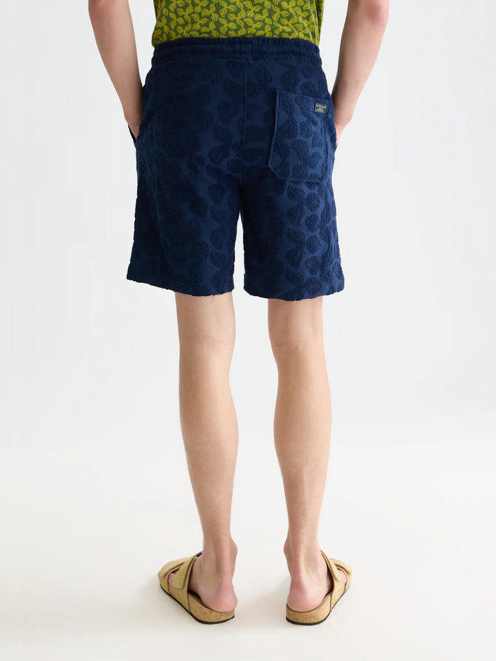 FAVE TERRY JACQUARD RELAXED BERMUDA SHORTS "PAGEANT BLUE"