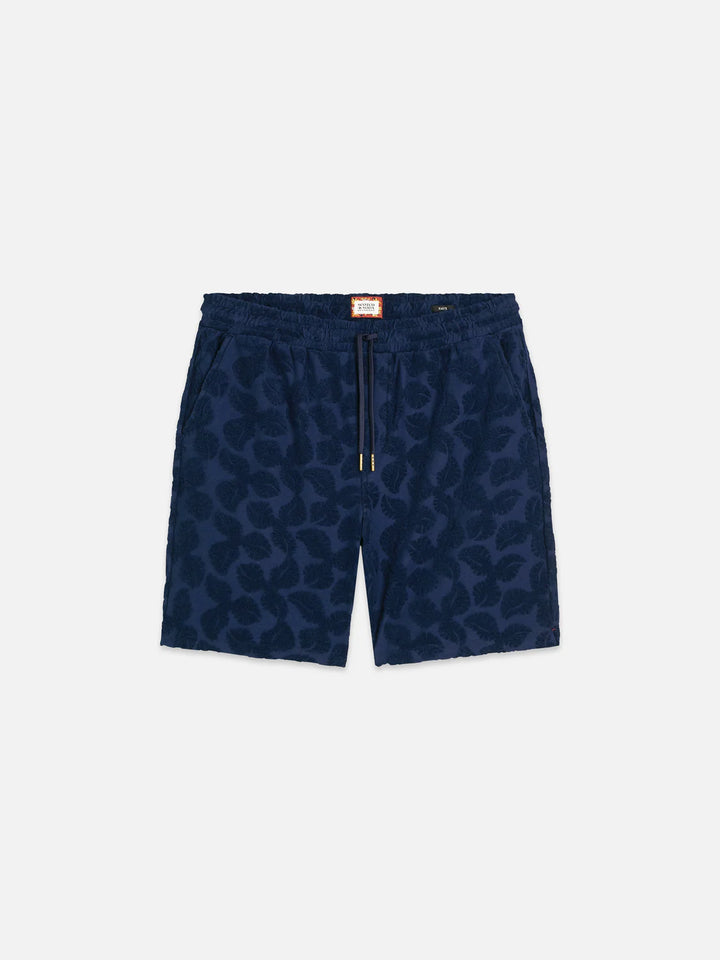 FAVE TERRY JACQUARD RELAXED BERMUDA SHORTS "PAGEANT BLUE"