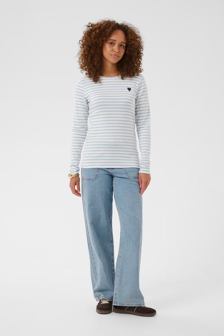 LIDDY T-SHIRT "CHALK/BLUE/BROWN HEART"