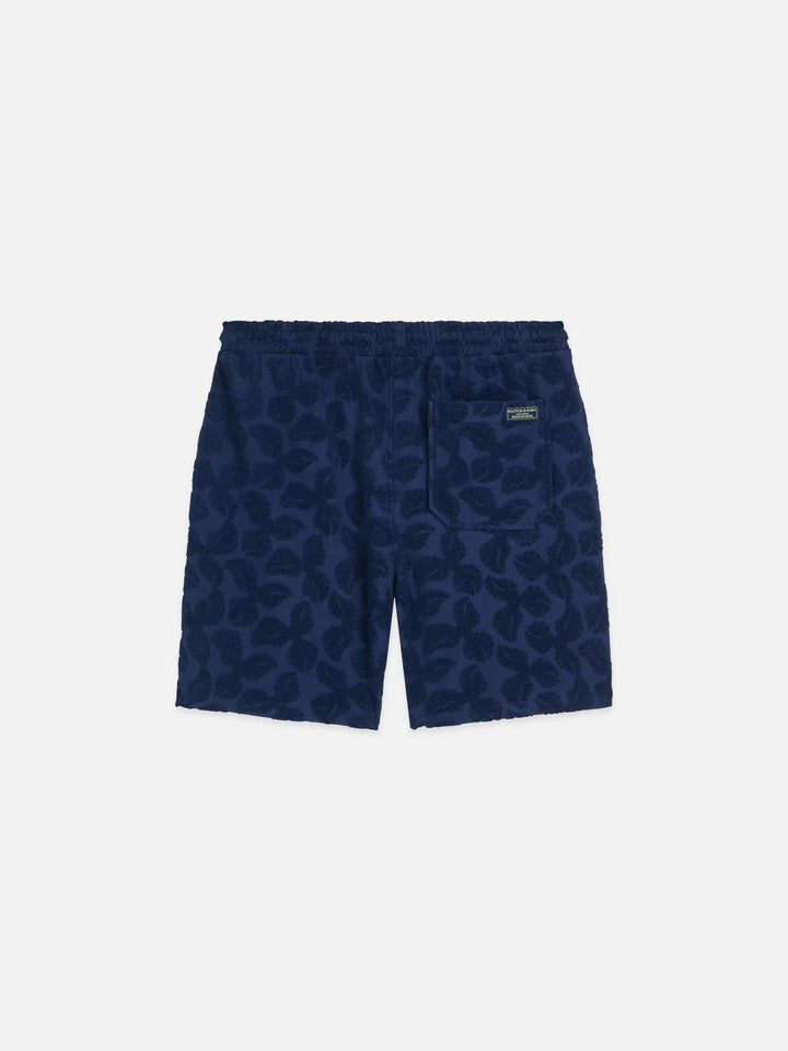FAVE TERRY JACQUARD RELAXED BERMUDA SHORTS "PAGEANT BLUE"