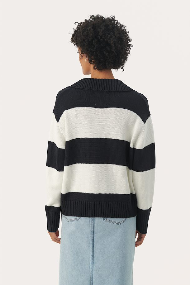 ELINDAPW KNITTED SWEATER "Dark Navy Bold Stripe"