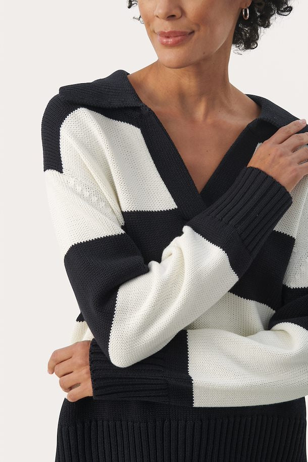 ELINDAPW KNITTED SWEATER "Dark Navy Bold Stripe"