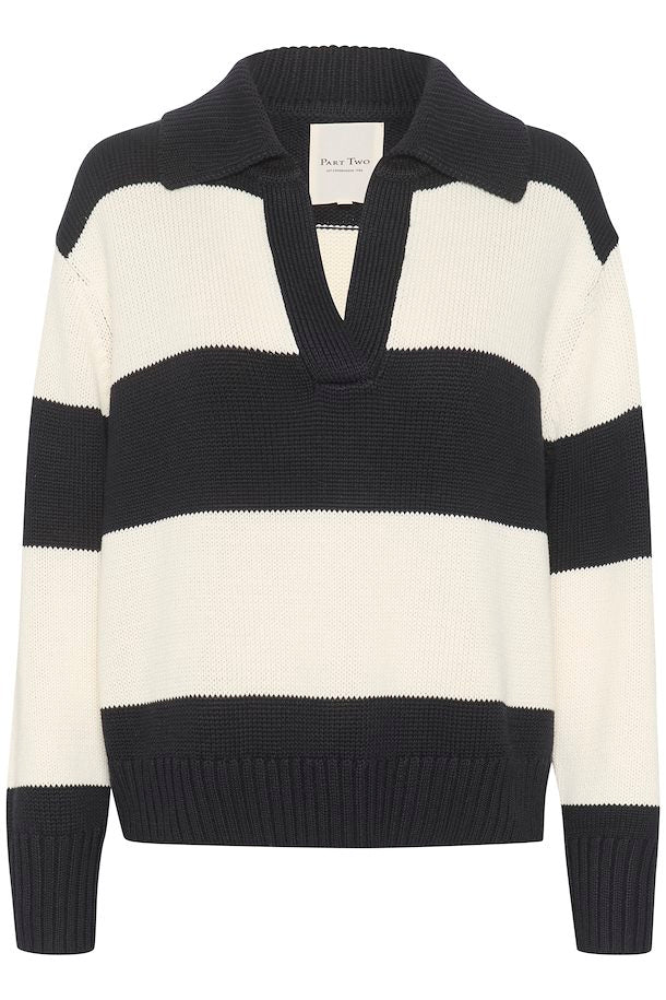 ELINDAPW KNITTED SWEATER "Dark Navy Bold Stripe"