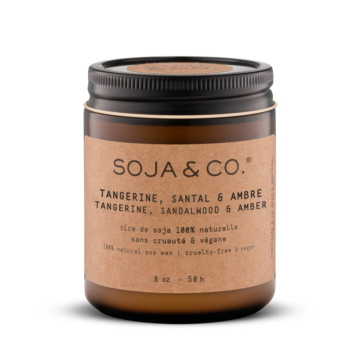 SOY WAX CANDLE - TANGERINE, SANDALWOOD &amp; AMBER
