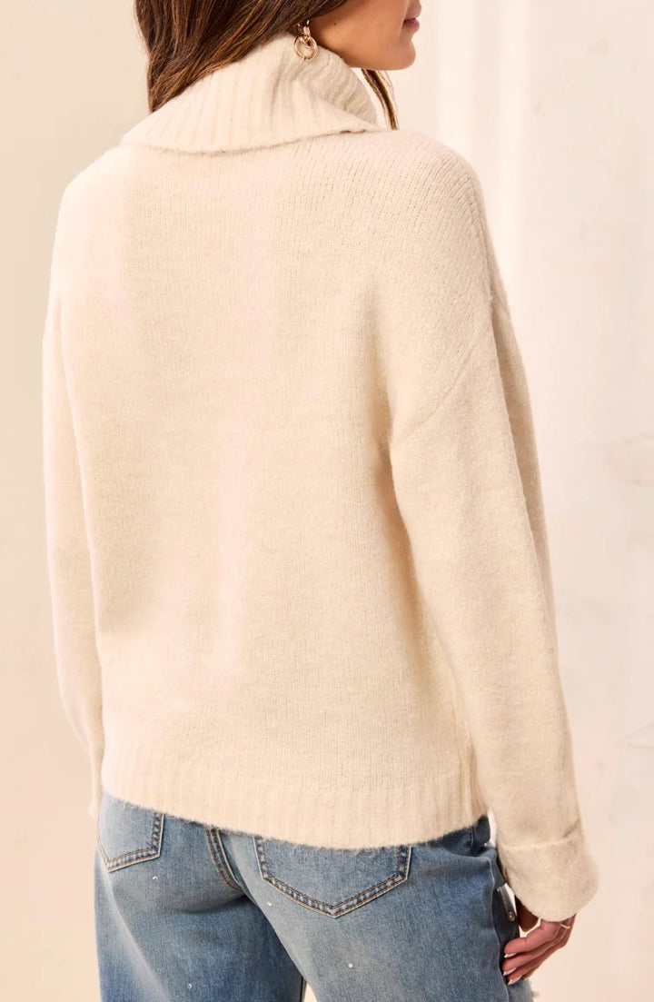 TURTLENECK BOW DETAIL SWEATER "CREAM"