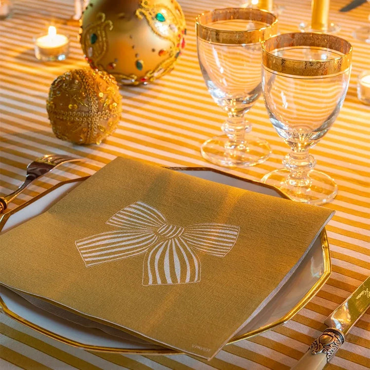 GOLD BOW DINNER NAPKIN