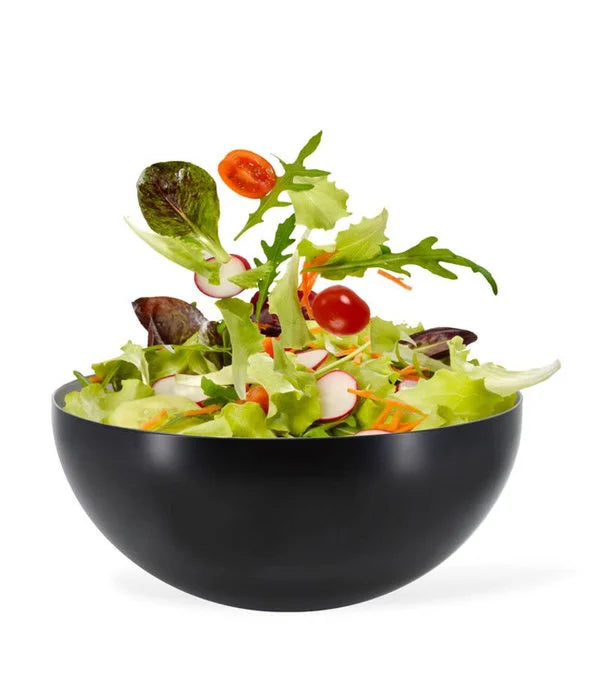 SALAD BOWL 25CM BLACK/BRUSH STEEL