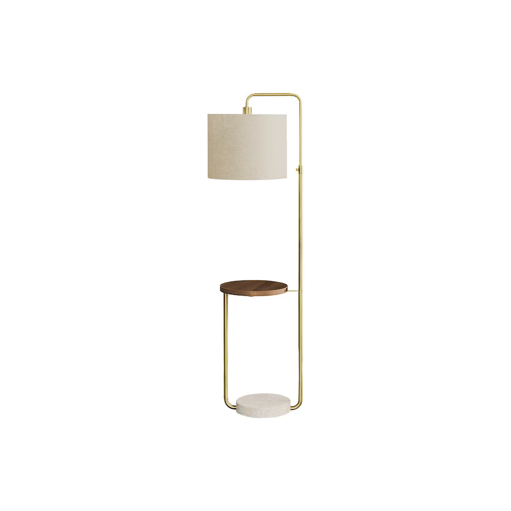 FLOOR LAMP 67" WITH USB PORT "BRASS/BEIGE"