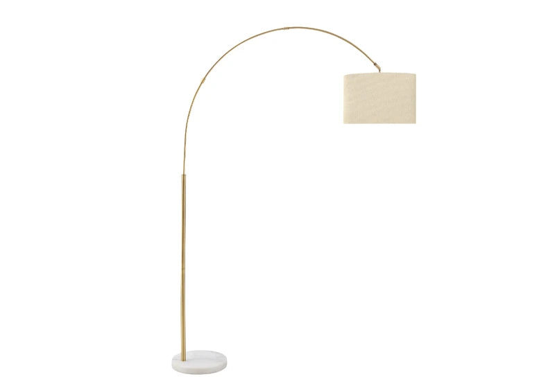 ARC FLOOR LAMP 79" "BRASS/BEIGE"