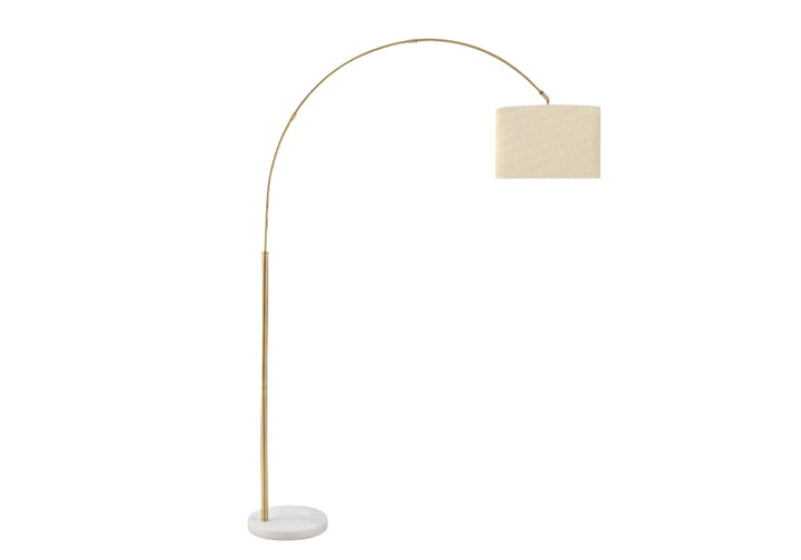 ARC FLOOR LAMP 79" "BRASS/BEIGE"