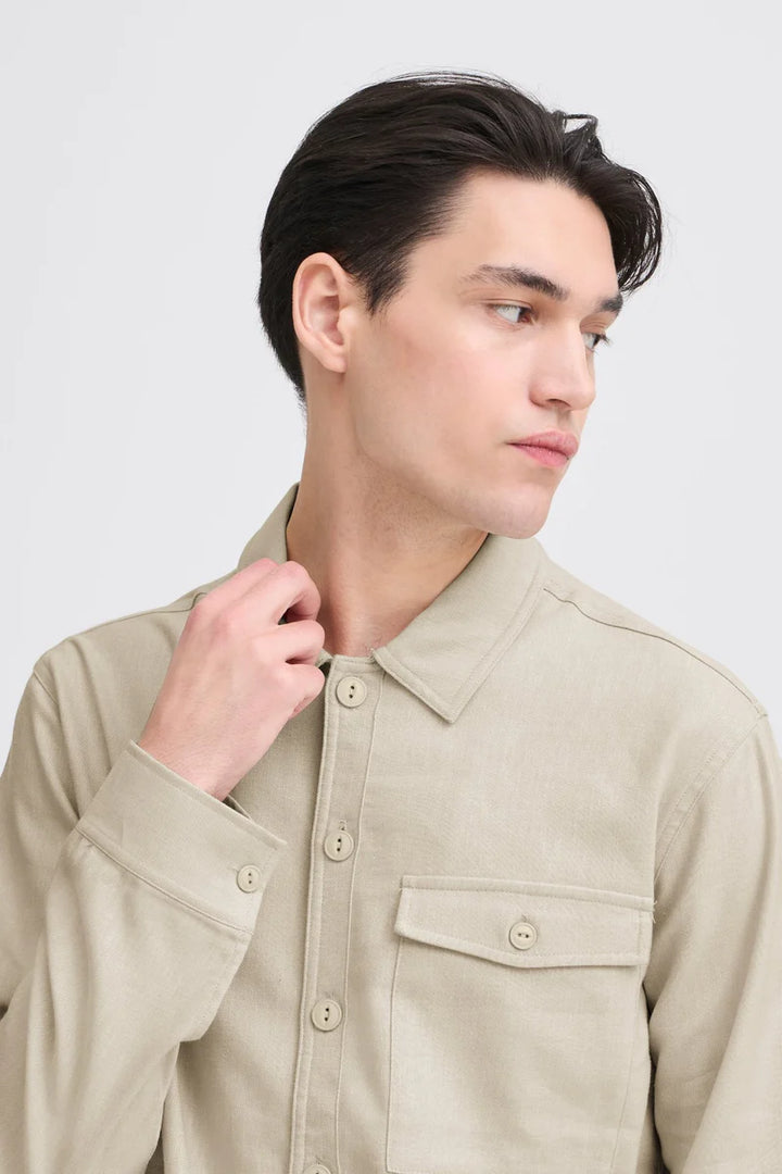 CFBRO LINEN MIX OVERSHIRT "ISLAND FOSSIL"