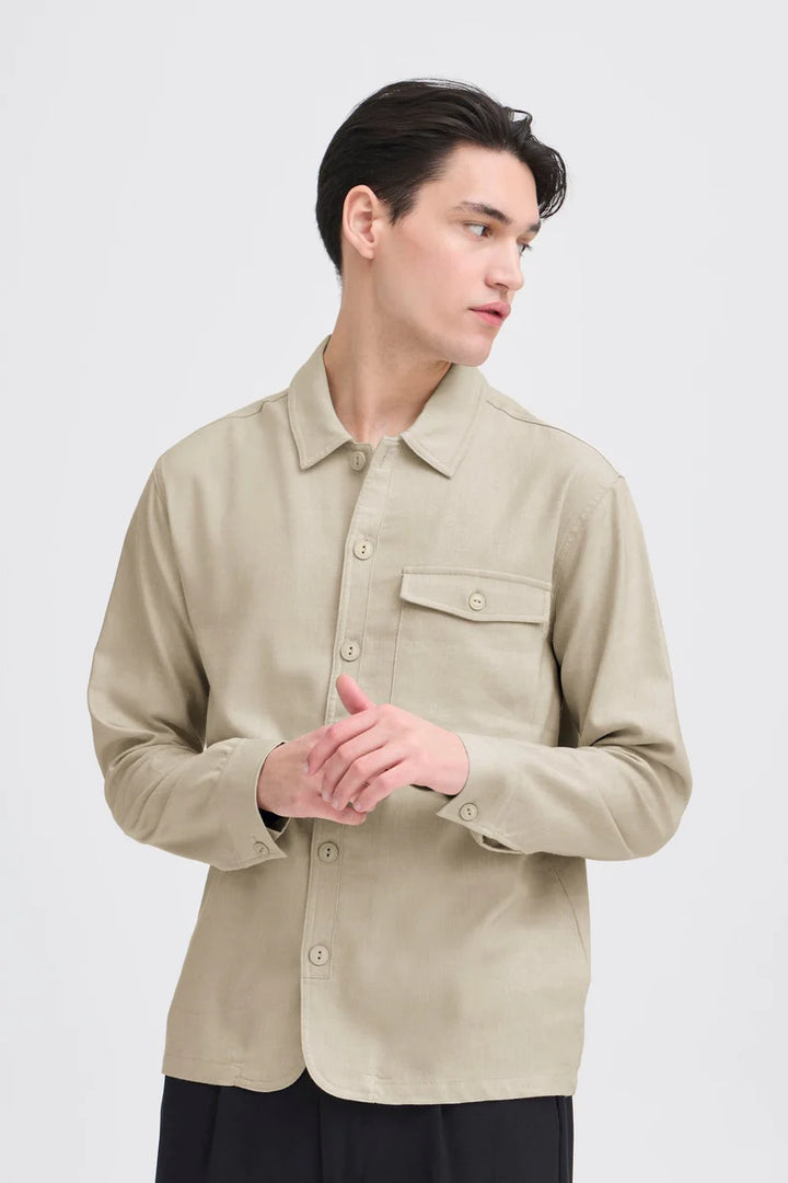 CFBRO LINEN MIX OVERSHIRT "ISLAND FOSSIL"
