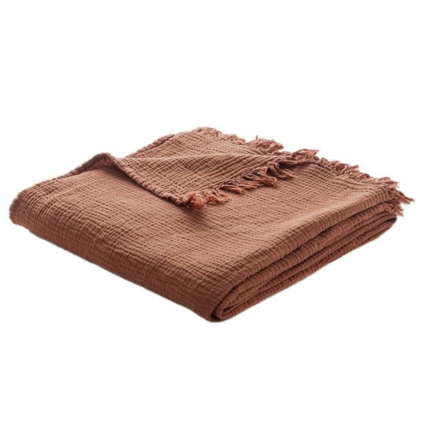 MUSLIN BROWN THROW 60X70