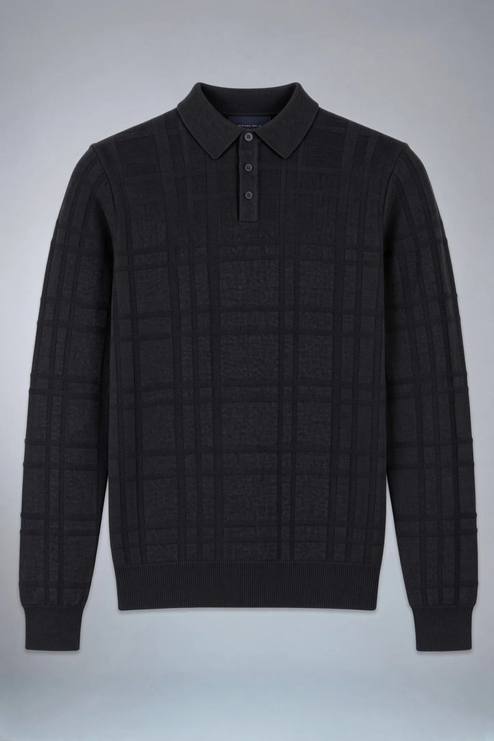 BURGHARD - CASHMERE TOUCH KNIT POLO SWEATER "BLACK"