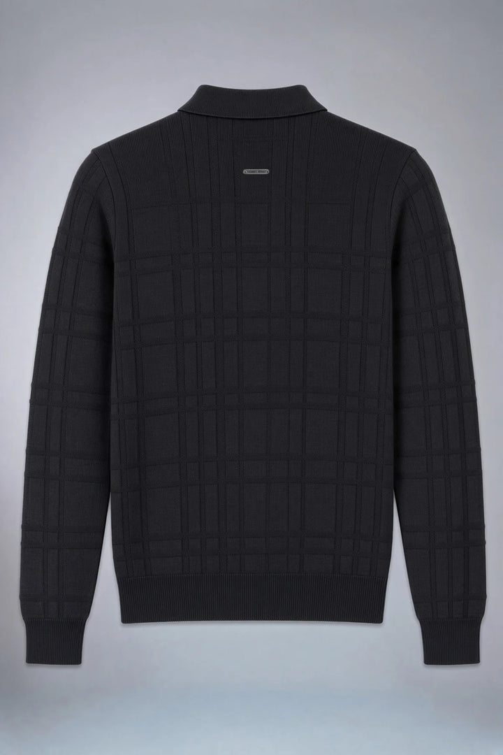 BURGHARD - CASHMERE TOUCH KNIT POLO SWEATER "BLACK"