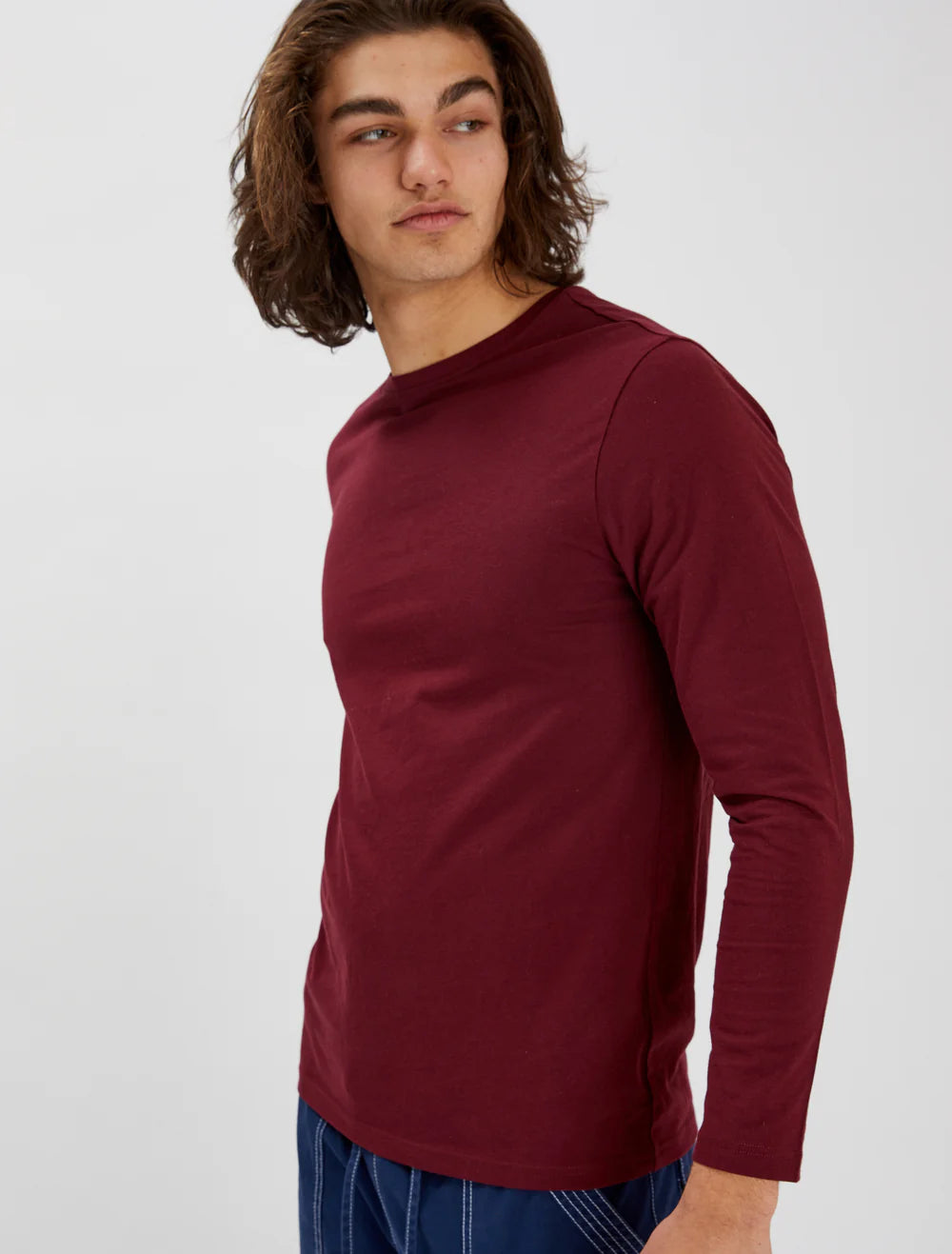 KEL LONG SLEEVE BASIC COTTON CREWNECK SHIRT