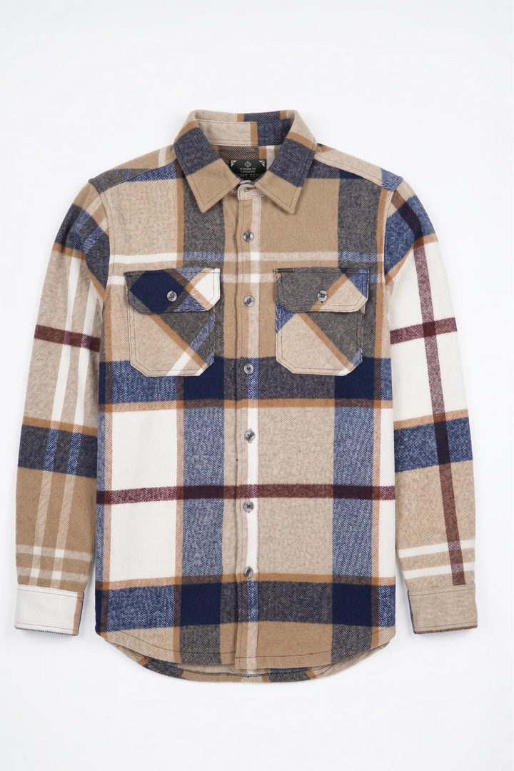 CALCEDONIO - BONDED CHECK PATTERN BUTTON-UP SHIRT "MOSS"