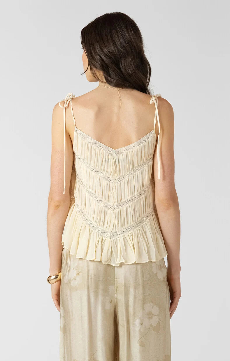 LACE INSERT TIE SHOULDER CAMI "BUTTERCREAM"