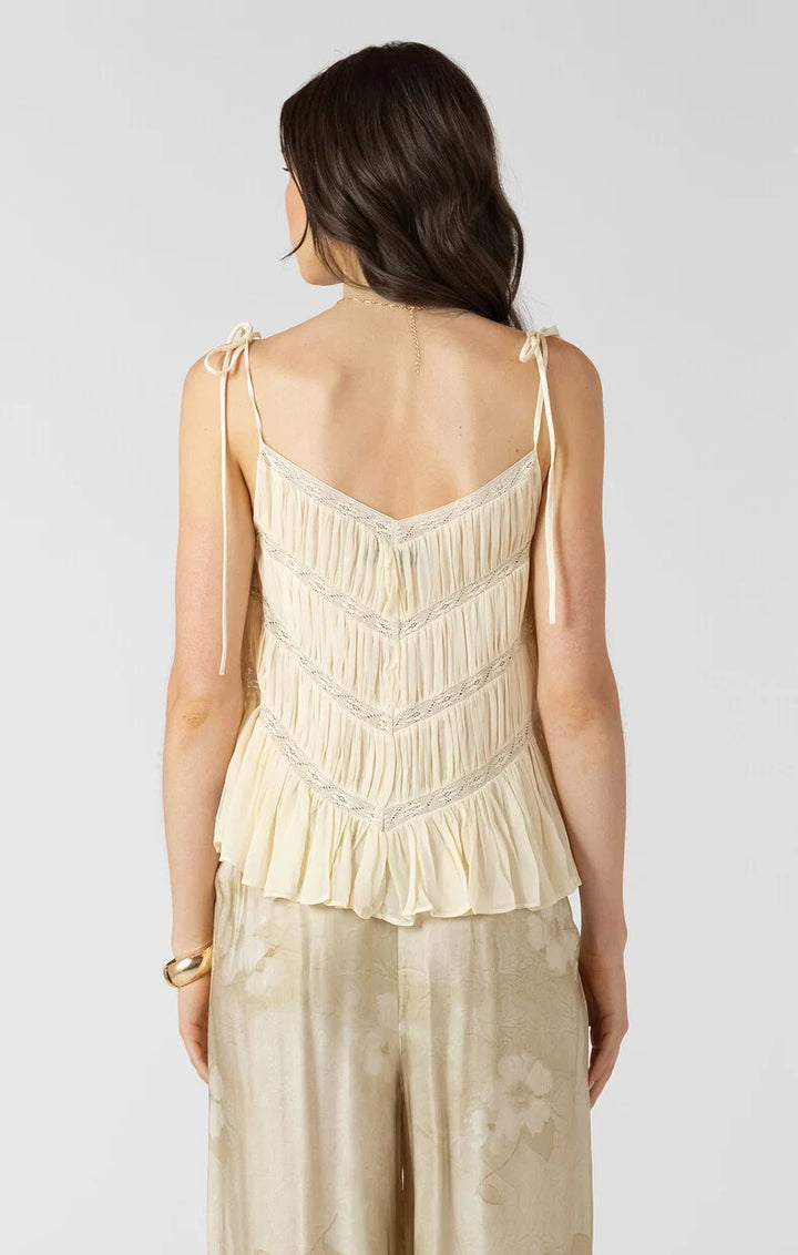 LACE INSERT TIE SHOULDER CAMI "BUTTERCREAM"