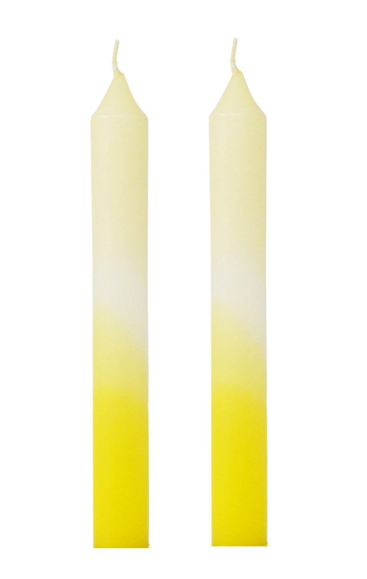 SET OF 2 YELLOW DIP-DYE CANDLES 18CM