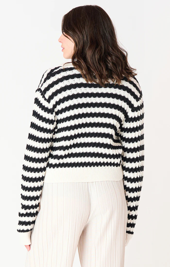 TEXTURED STRIPED CARDIGAN "WHITE/BLACK STRIPE"