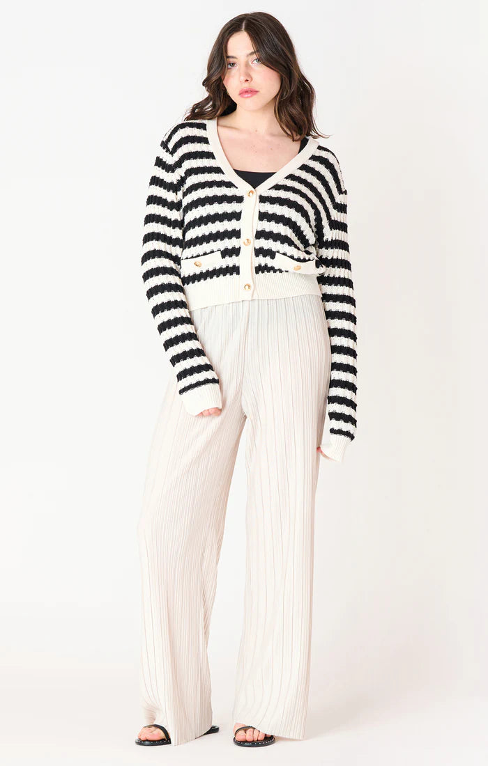 TEXTURED STRIPED CARDIGAN "WHITE/BLACK STRIPE"