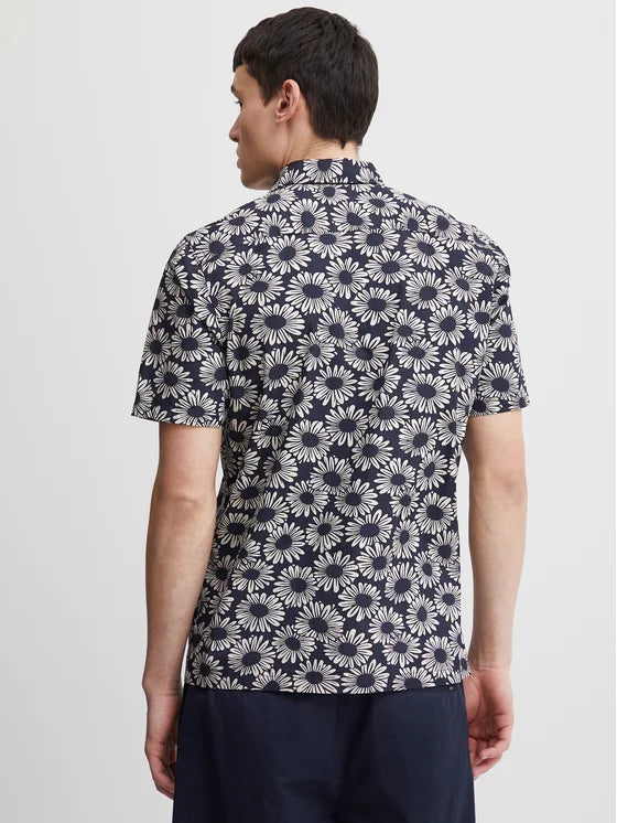 Casual Friday – Anton Flower Print Short Sleeve Shirt Ecru