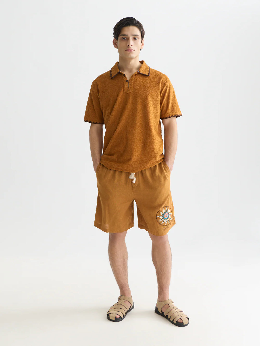 RELAXED JACQUARD TOWELLING POLO "CATHAY SPICE"