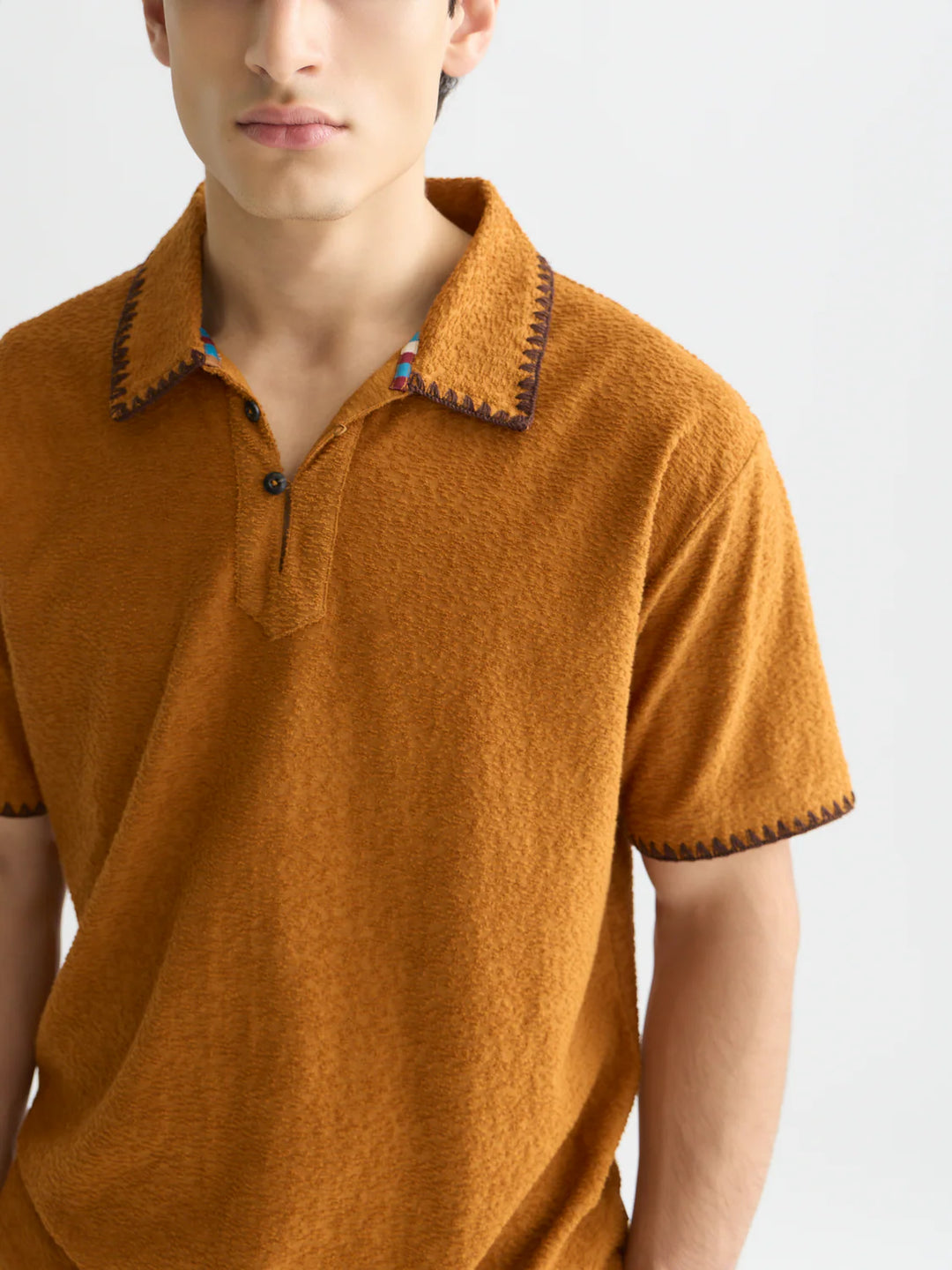 RELAXED JACQUARD TOWELLING POLO "CATHAY SPICE"