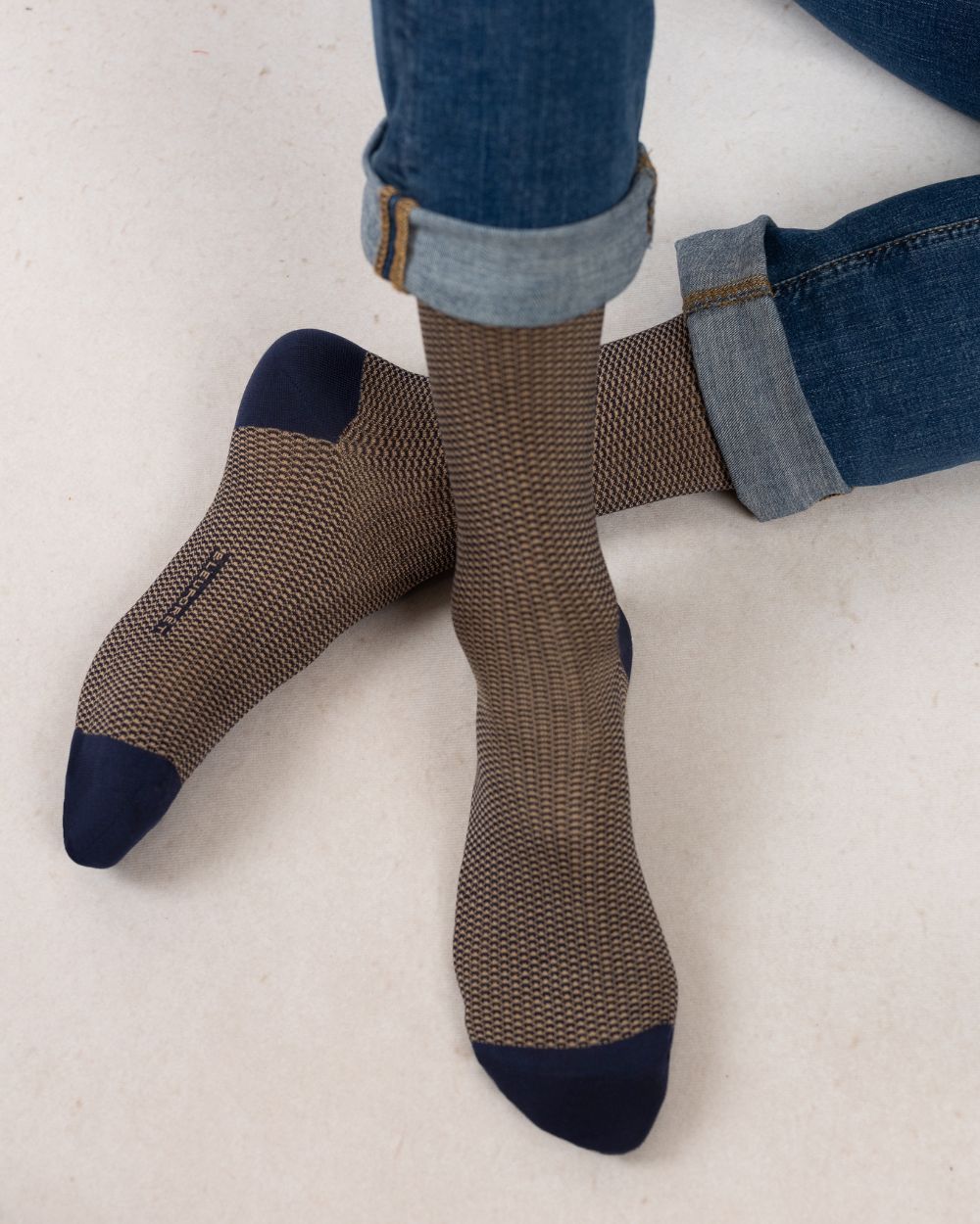 SCOTTISH YARN SOCKS, CAVIAR PRINT "NAVY"