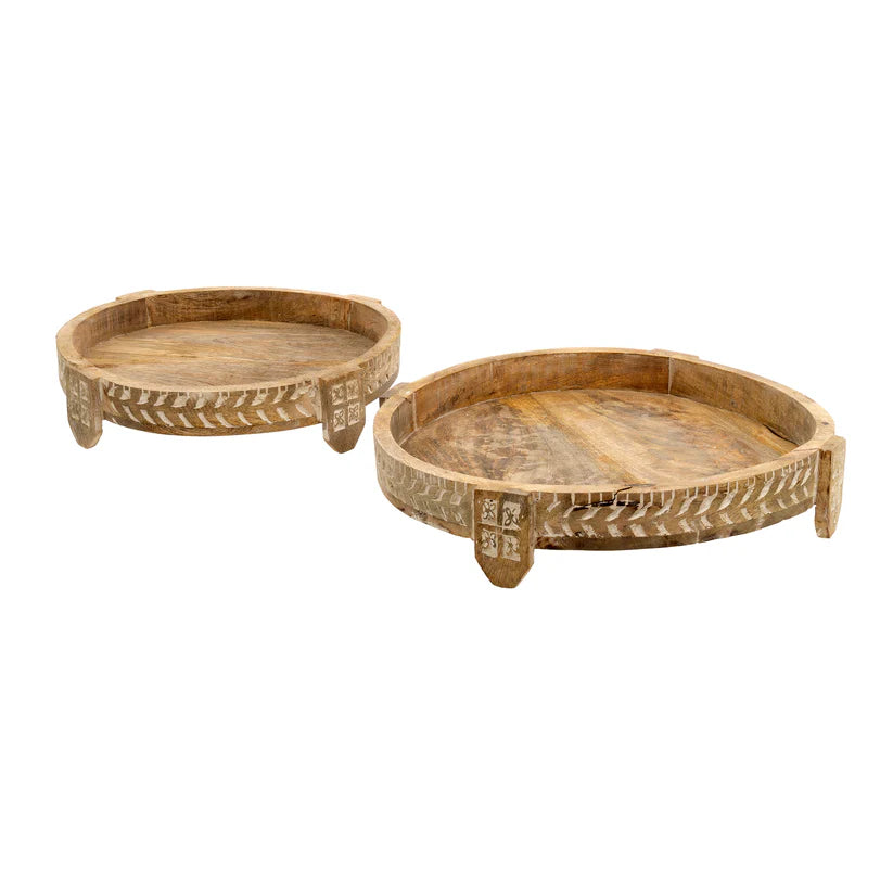 CARVED CHAKKI TRAYS - SET OF 2